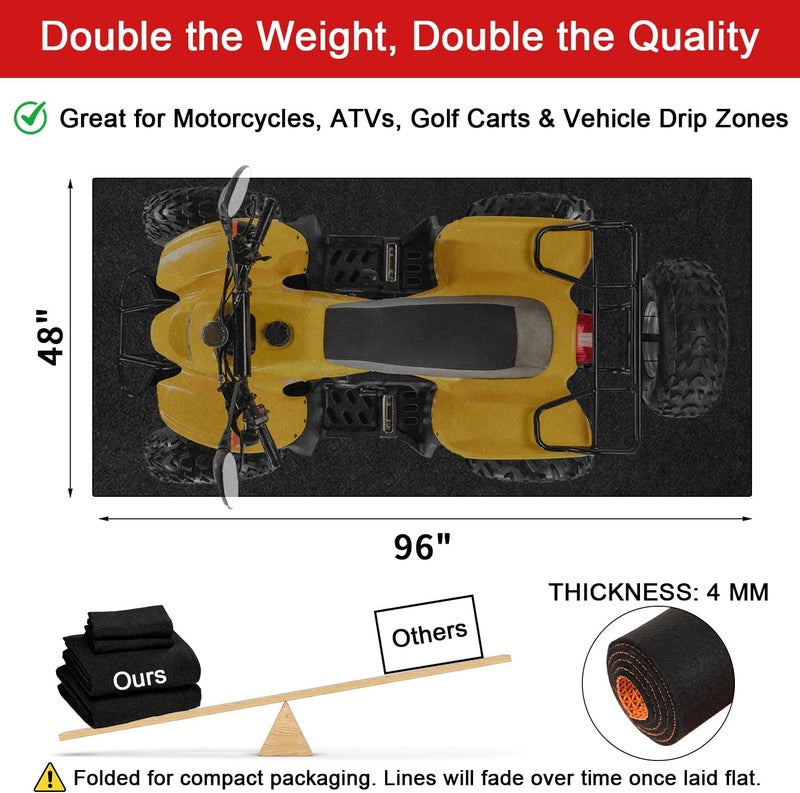 Golener Oil Spill Mat - Garage Floor Mat, Absorbent Oil Pad, Premium Maintenance Mat, Waterproof, Contain Liquid, Protect Floor from Spill & Stain, Reusable, Washable, Durable, 48”x96”, Black/Orange - Image 2